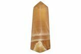 Polished, Banded Honey Calcite Obelisk #217044-1